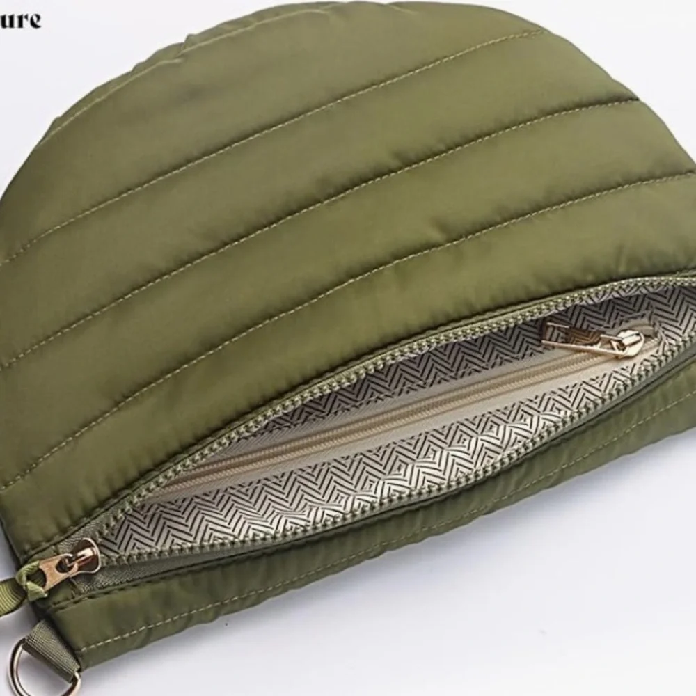 NWOT Puffer Olive Green Quilted Crossbody Bag Adjustable/Interchangeable Strap - Picture 4 of 12